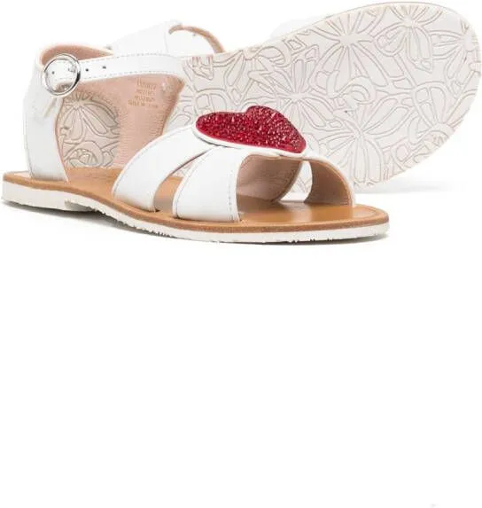 Sophia Webster Mini heart-patch cut-out sandals White