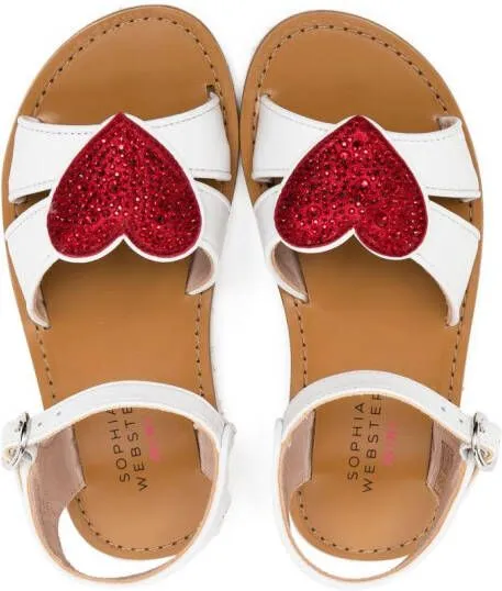 Sophia Webster Mini heart-patch cut-out sandals White