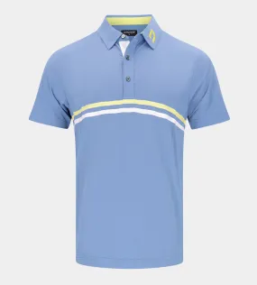 STRIPE PERFORMANCE POLO - BLUE/LEMON