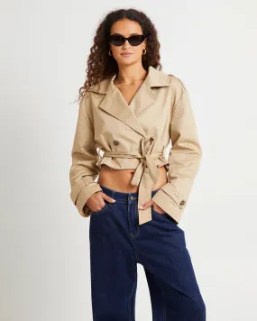 Subtitled Morgan Boxy Cropped Trench Coat