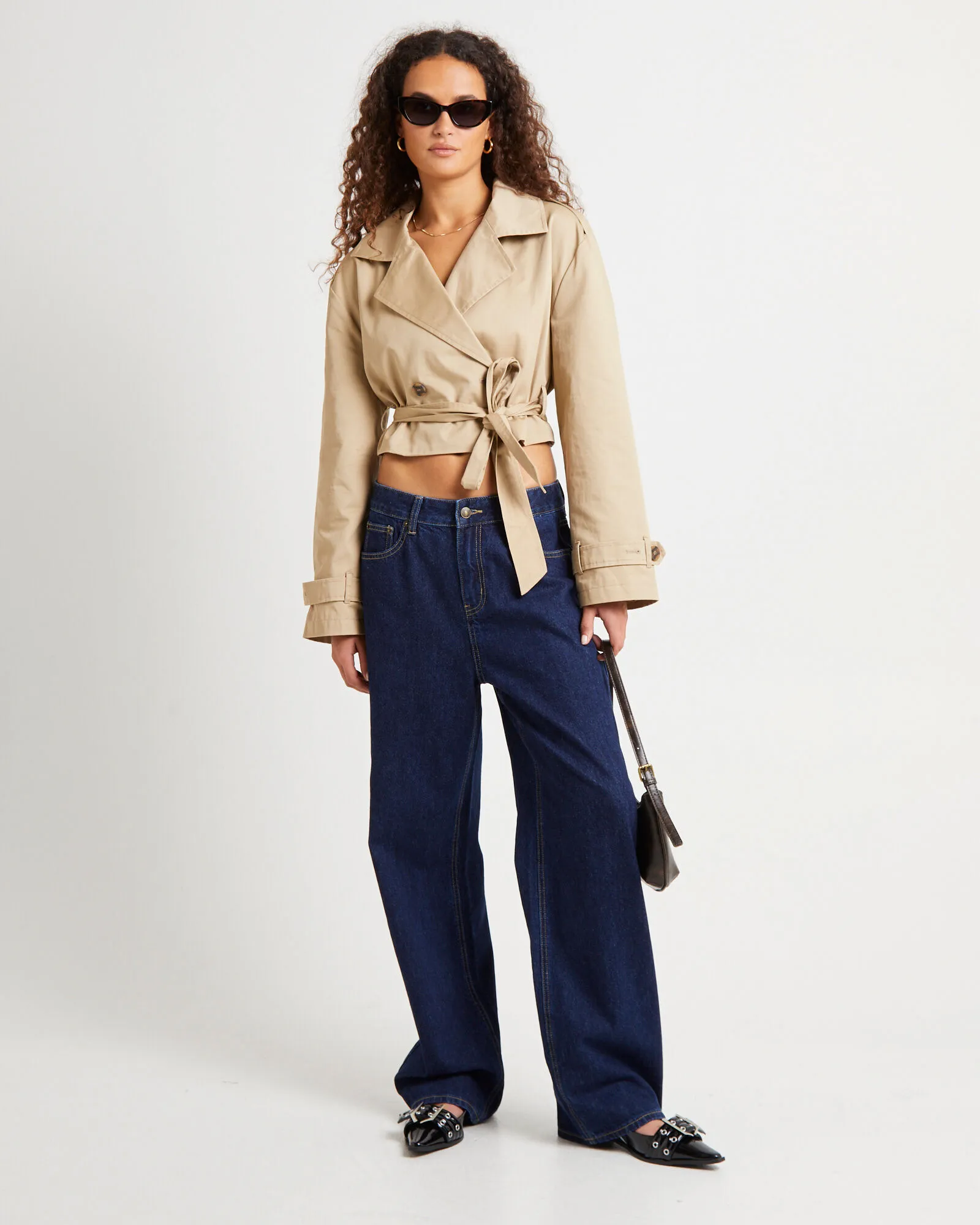 Subtitled Morgan Boxy Cropped Trench Coat