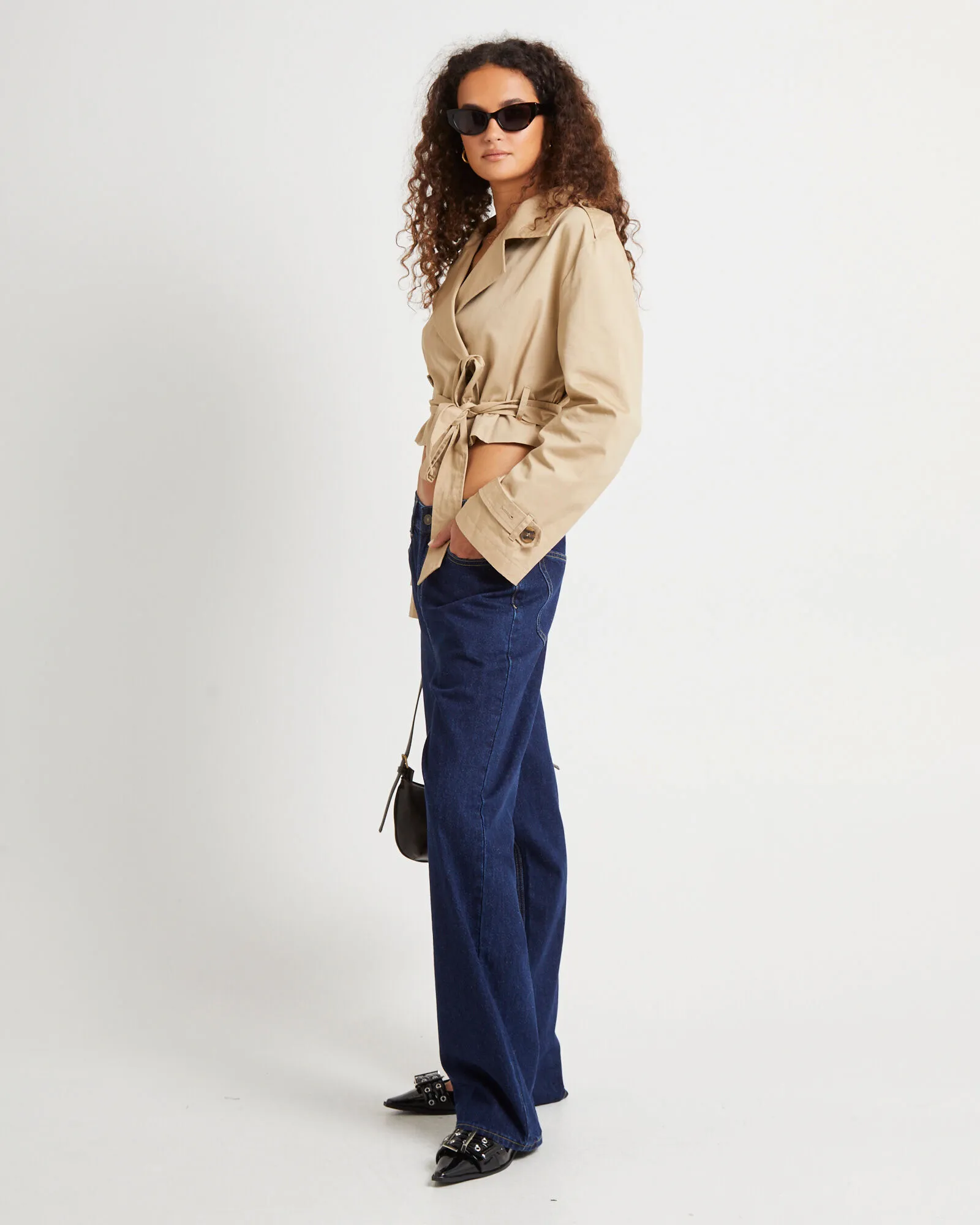 Subtitled Morgan Boxy Cropped Trench Coat