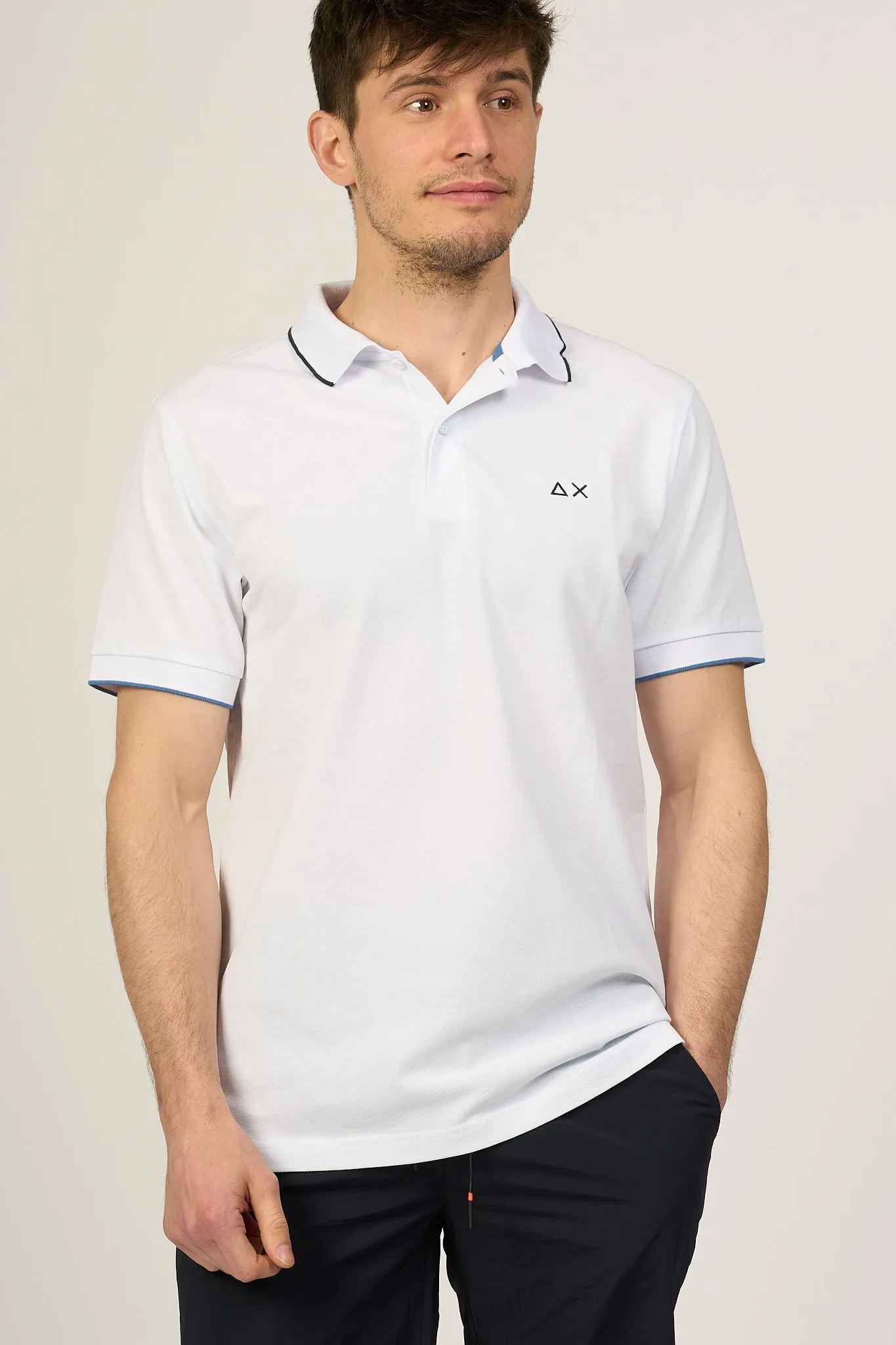 Sun 68 Polo Small Stripes Bianco Uomo