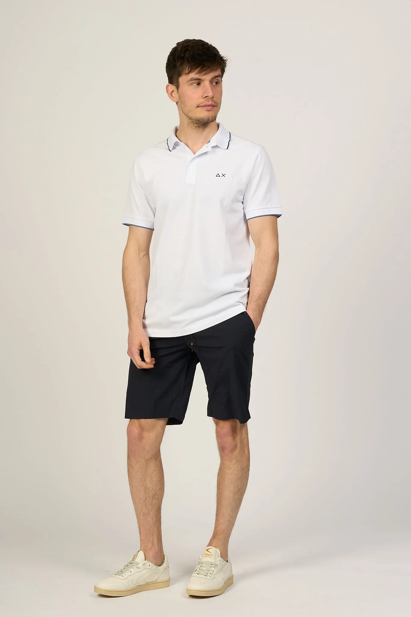 Sun 68 Polo Small Stripes Bianco Uomo