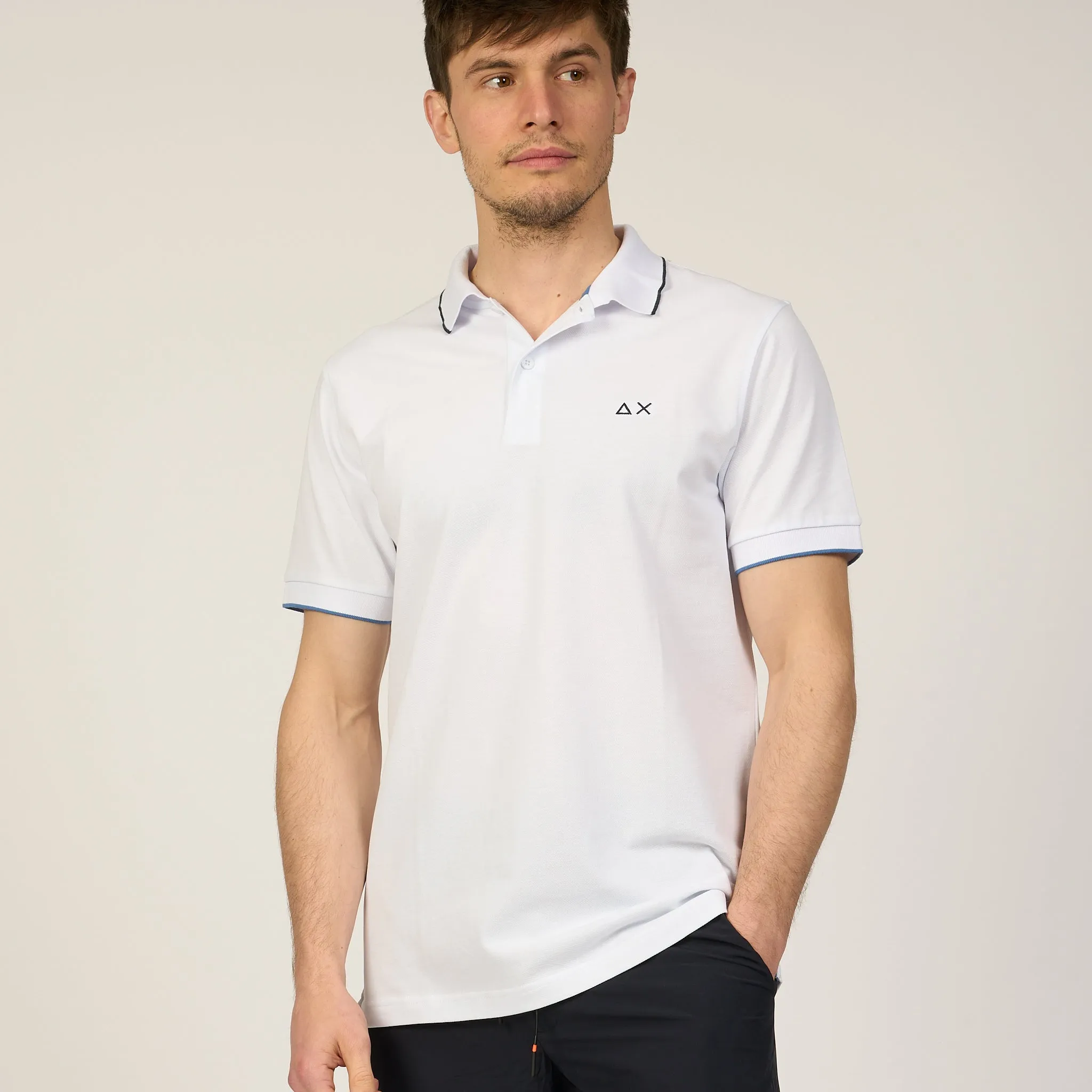 Sun 68 Polo Small Stripes Bianco Uomo