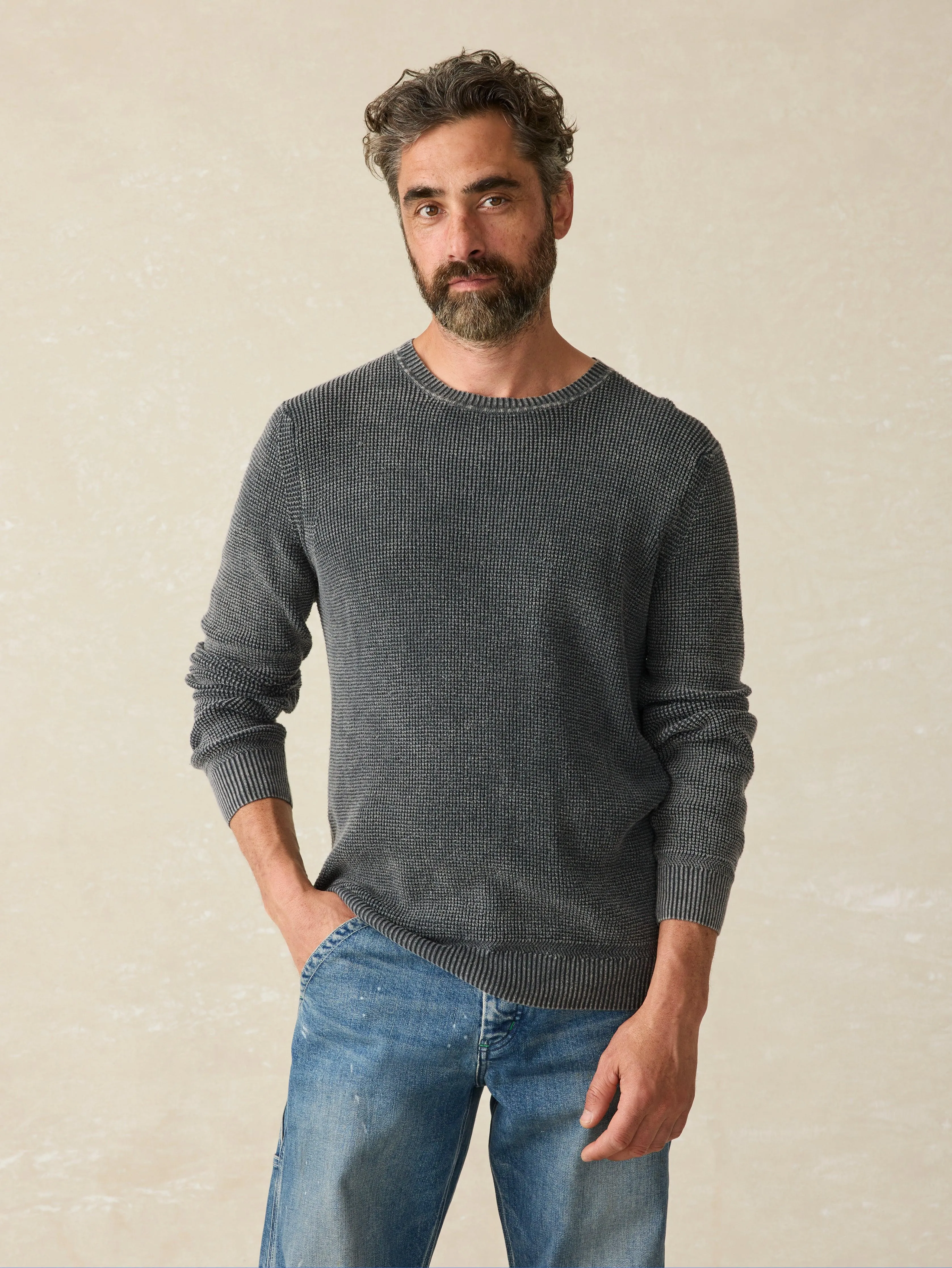 Sunwashed Crewneck Sweater (Tall) - Faded Black