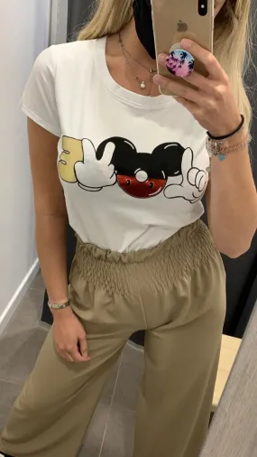 T-shirt con stampa oro “Mickey Mouse”