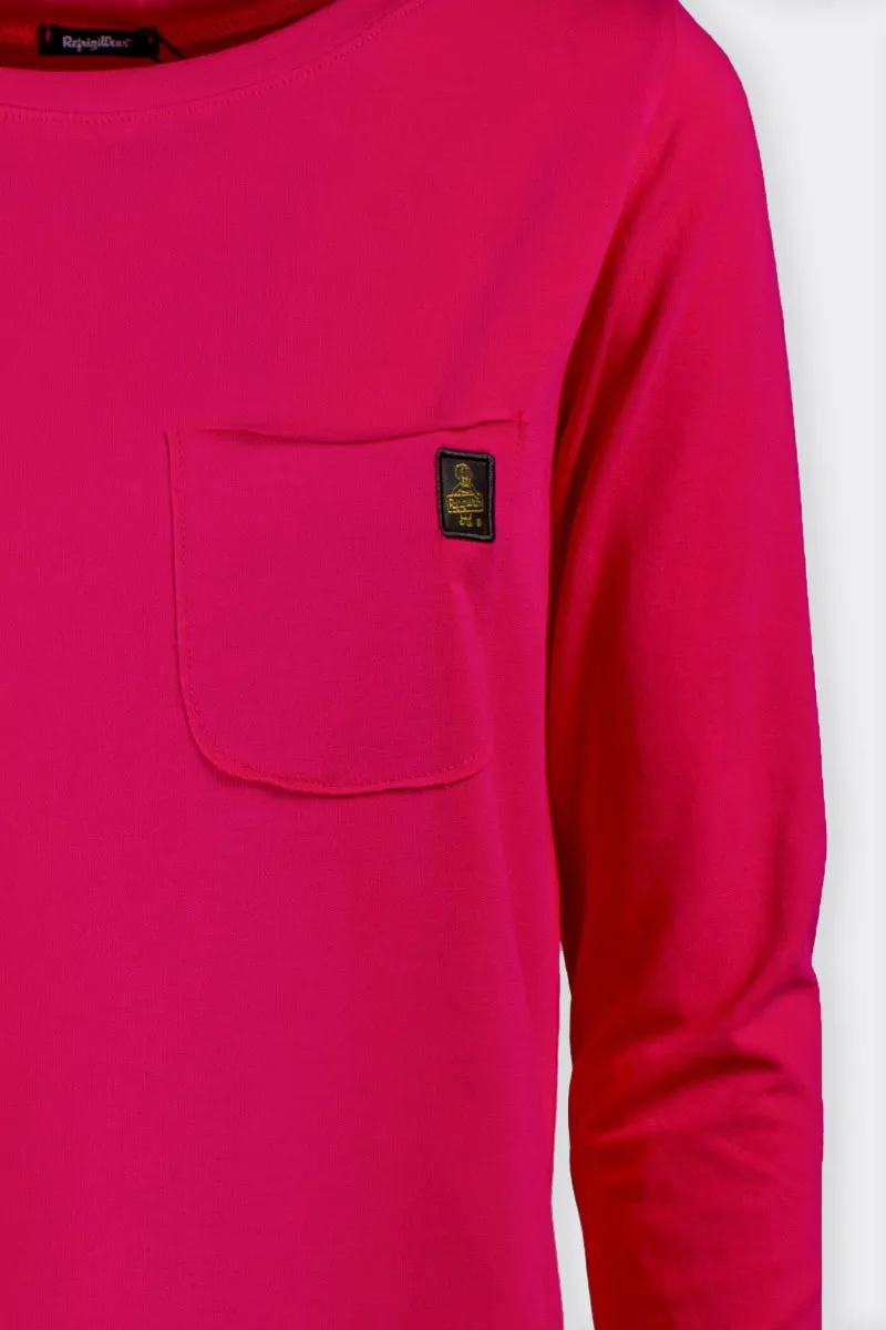 T-SHIRT FUCSIA MANICA LUNGA CON TASCHINO