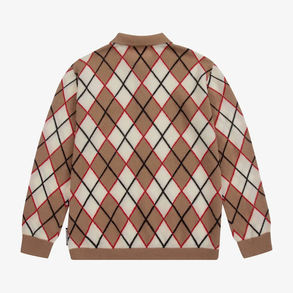 Teen Beige Argyle Sweater