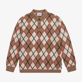 Teen Beige Argyle Sweater