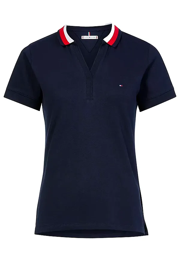 Tommy Hilfiger Women Slim Fit Contrast Polo Navy