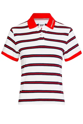 Tommy Hilfiger Women S/S Stripe Polo Red