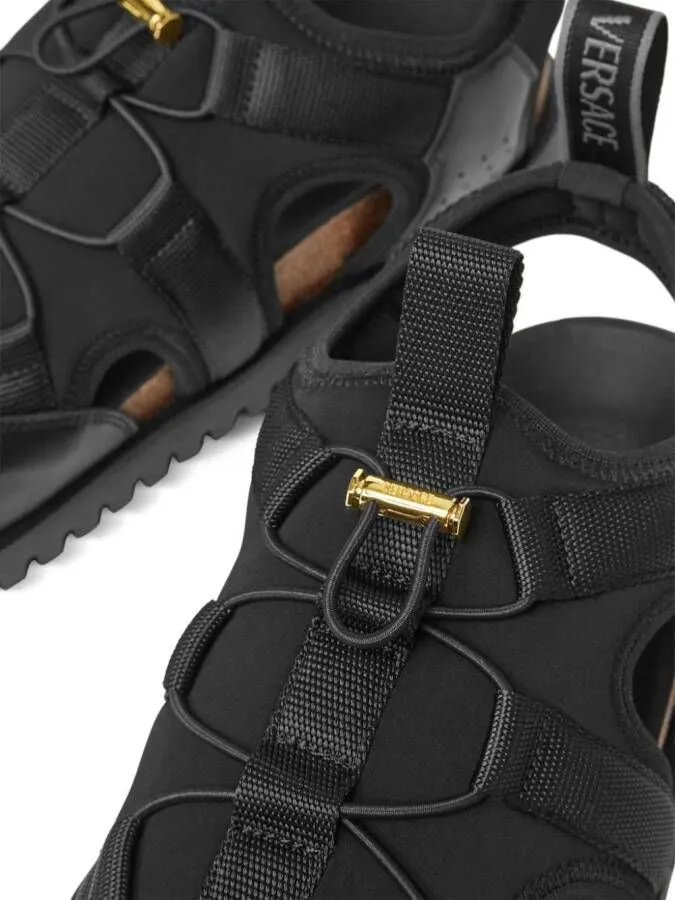 Versace logo-debossed caged sandals Black