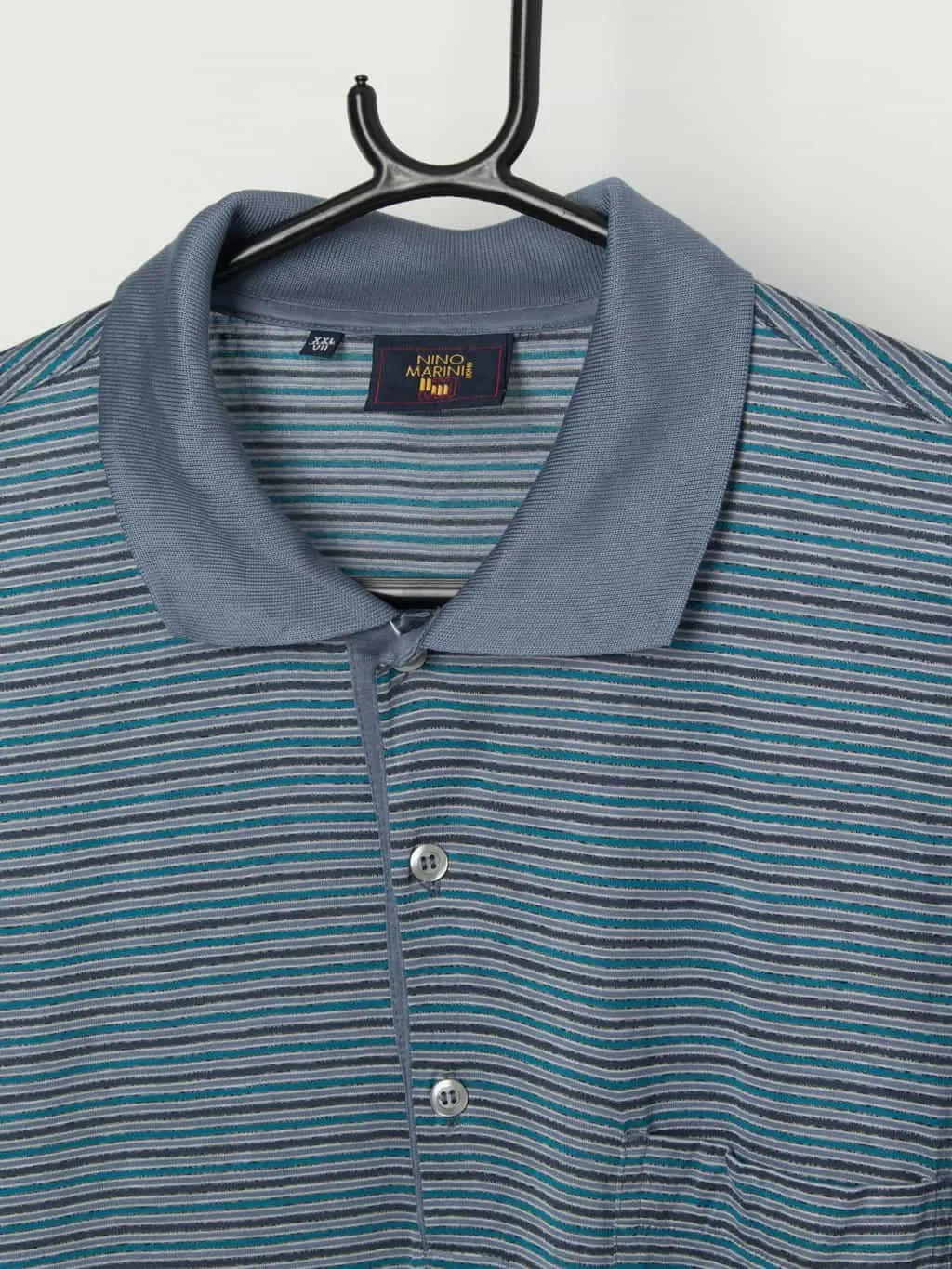 Vintage blue striped polo shirt – Large