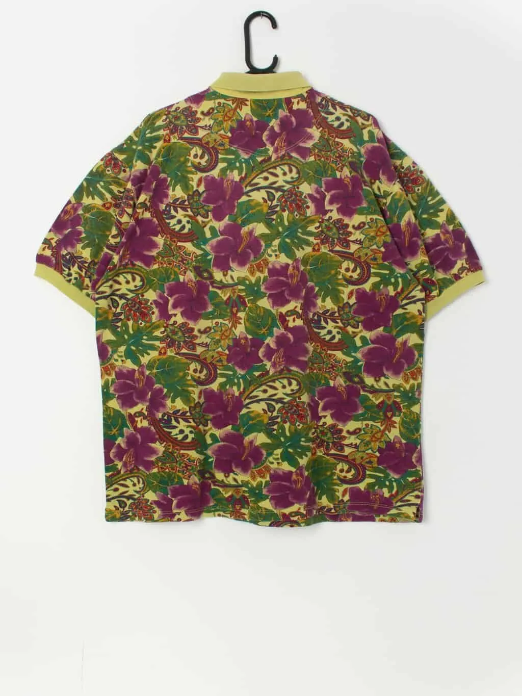 Vintage green floral polo shirt – Large / XL