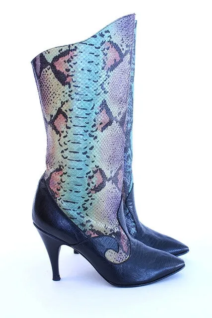 Vintage Rainbow Python Boots