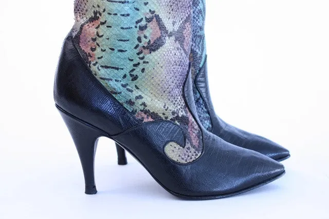 Vintage Rainbow Python Boots