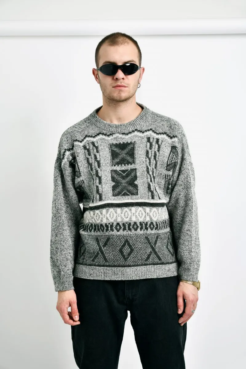 Vintage sweater mens grey