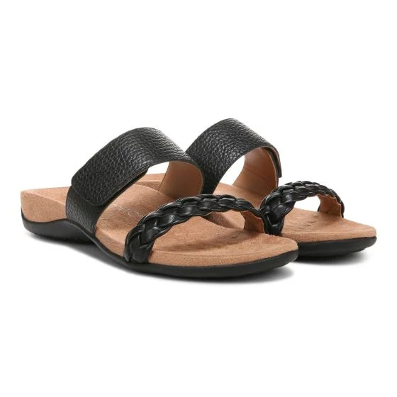 Vionic Women’s Jeanne Slide Sandals-Black Leather