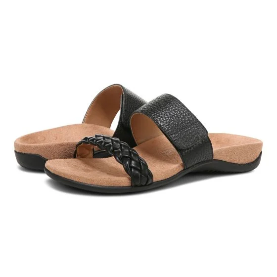 Vionic Women’s Jeanne Slide Sandals-Black Leather