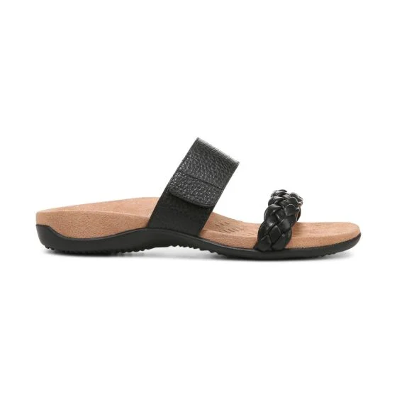 Vionic Women’s Jeanne Slide Sandals-Black Leather