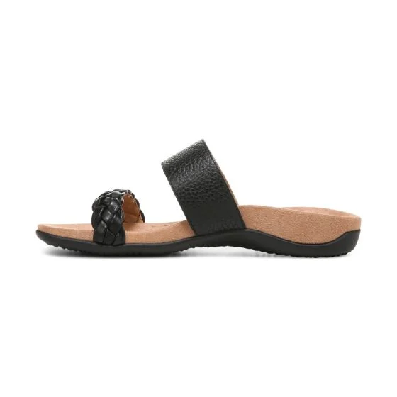 Vionic Women’s Jeanne Slide Sandals-Black Leather