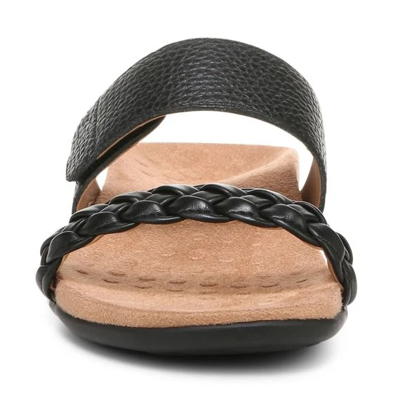 Vionic Women’s Jeanne Slide Sandals-Black Leather