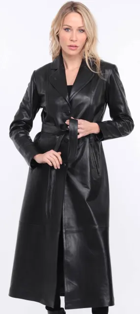 Women's black lambskin leather coat jorda