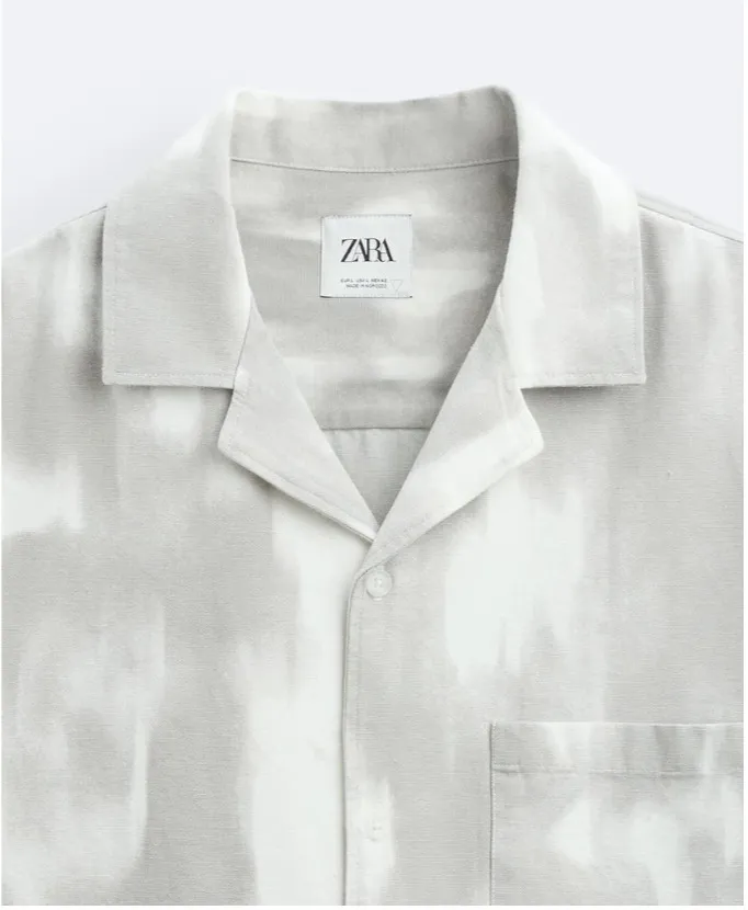 ZARA  |Tie-dye Cotton Short Sleeves Shirts