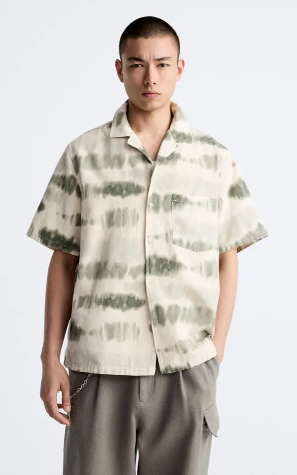 ZARA  |Tie-dye Cotton Short Sleeves Shirts