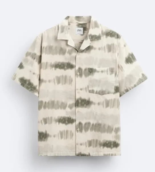 ZARA  |Tie-dye Cotton Short Sleeves Shirts