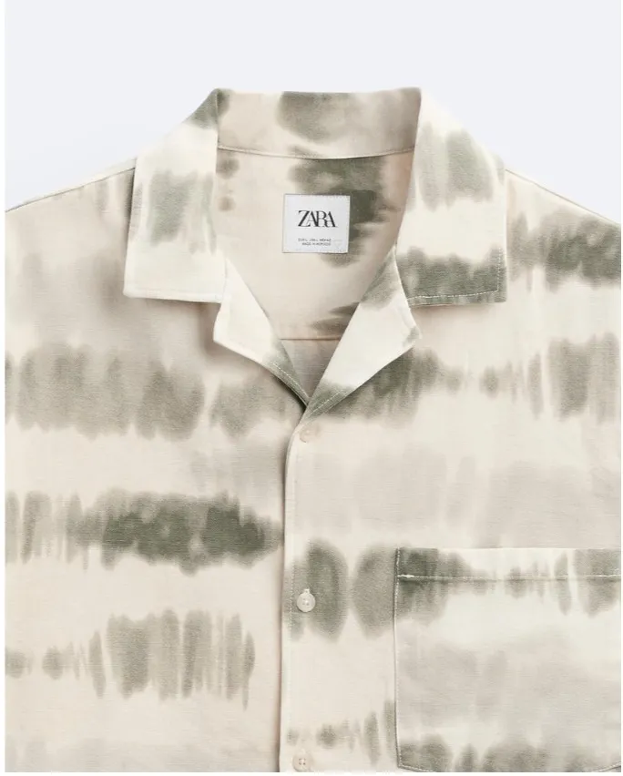 ZARA  |Tie-dye Cotton Short Sleeves Shirts